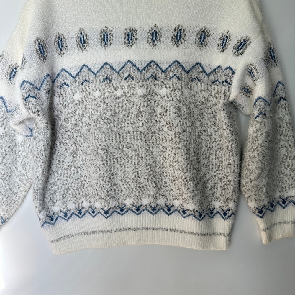 Romantic Hut Fuzzy Knit Cardigan Sweater Fair Isle Nordic Pattern Cottagecore SM - Picture 11 of 15